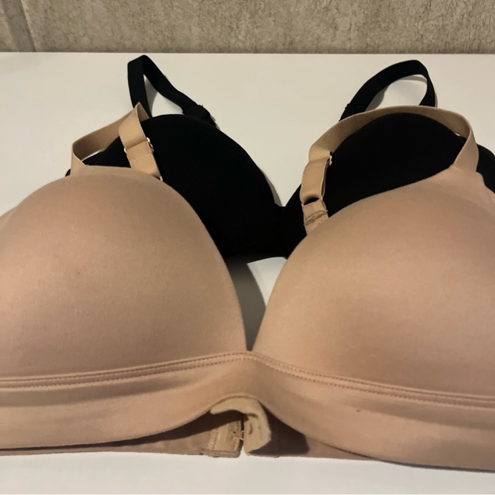 Auden Bra Bundle Black Tan Lightly Lined Wire Free 34D EUC 2 Pack - Picture 2 of 9